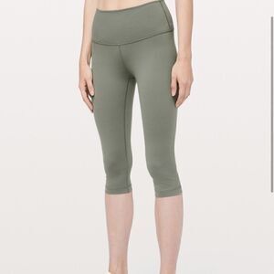 Lululemon Wunder Under High Rise Crop Legging  17" Sage Green NEW